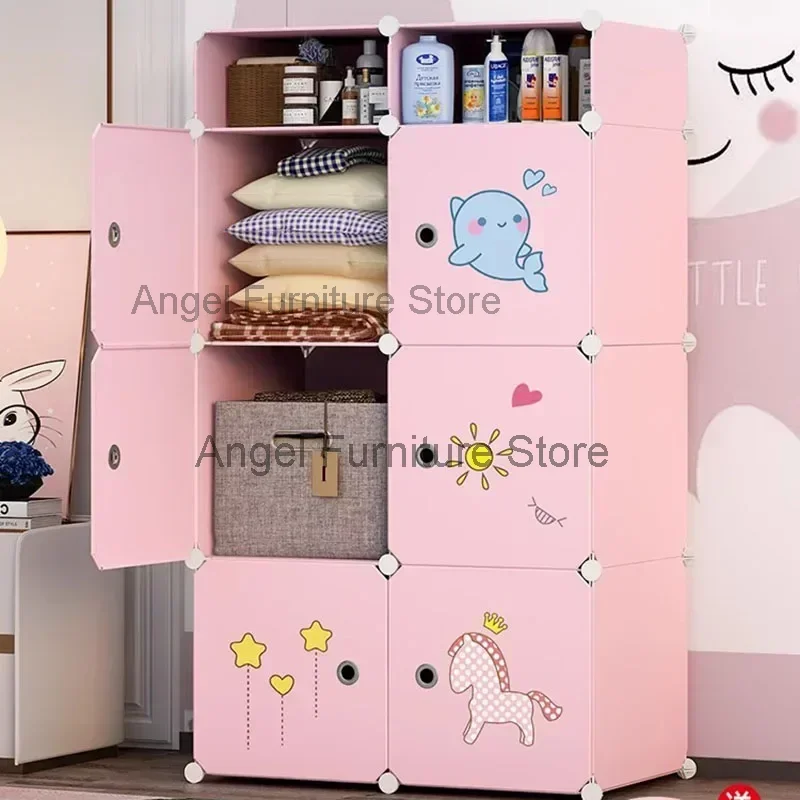 

Kids Simple Closet Storage Organizer Bedroom Clothes Partitions Wardrobe Cheap Small Watches Doll Vestidores Home Furniture