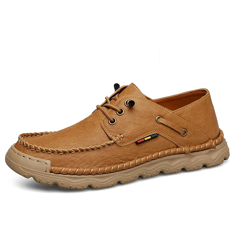 

100% cowhide Large size handmade casual leather men's sneakers Walking business leather shoes designer new Spring and Autumn 46