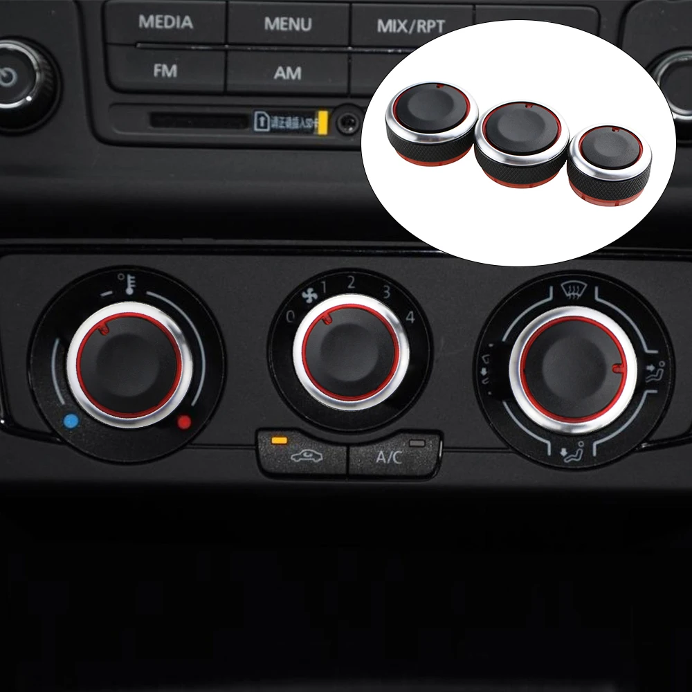 Car Accessories AC Knob Air Conditioning Heat Control Switch Knob for Volkswagen VW Polo 2014 2015 Aluminum Alloy 3pcs