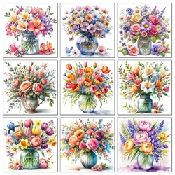 5D Diamond Painting Glass Bottle Flower Diamond Mosaic Kits Suitable for DIY Home Decoration Gifts for Handicraft Enthusiasts