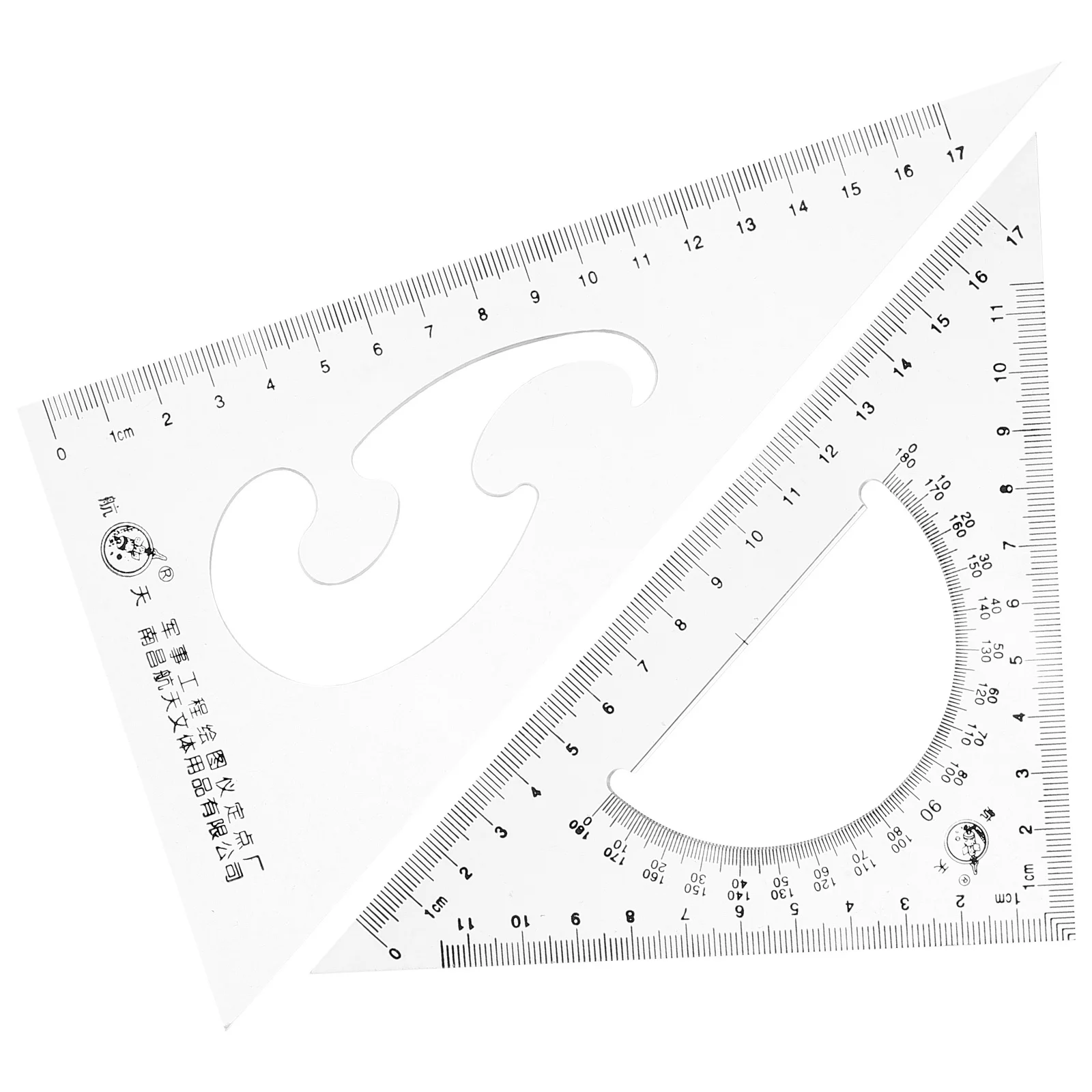 2Pcs Triangle Ruler Set High Precision Plastic Drafting Triangles for Engineering Drawing Modeling Math Function Graphing Ruler