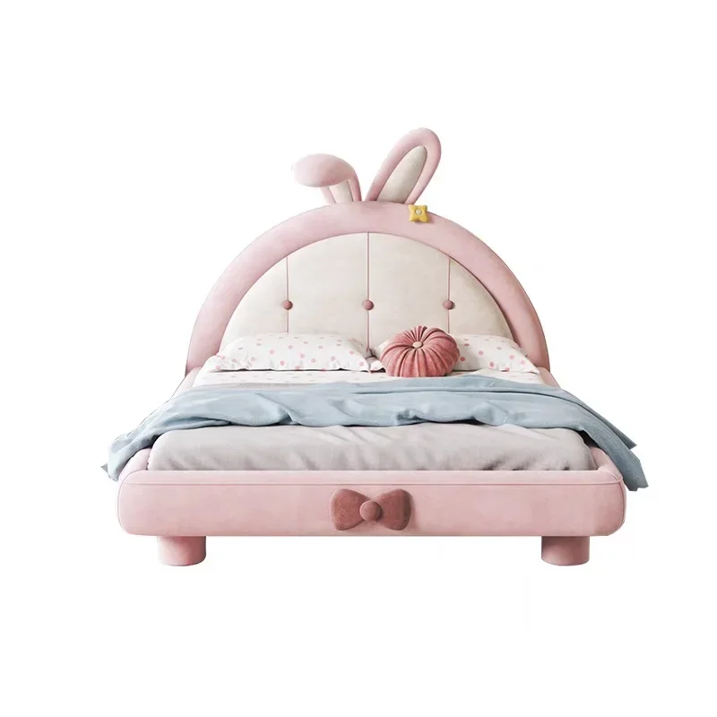 Móveis infantis coelho rosa cama infantil meninas cama de princesa cama de solteiro de madeira maciça