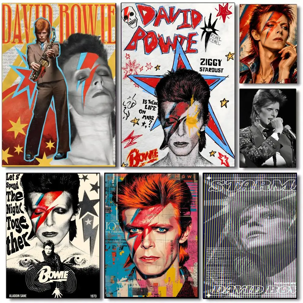 David Bowie singer Poster Self-adhesive Advanced Aesthetic Printing Paper Wall Art for Living Room Home Decor