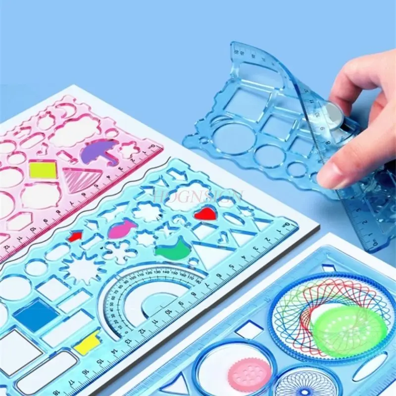 6pcs/set Versatile and versatile ruler, soft ruler, straight ruler, template set, magical set, multifunctional hollow ruler