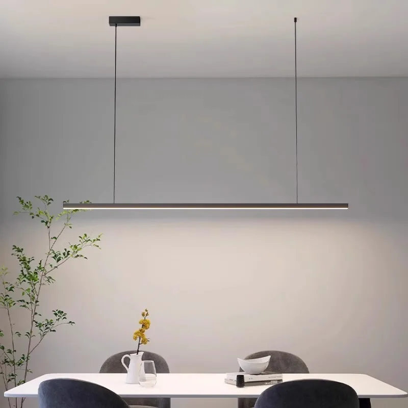 الإبداعية Led أسود أبيض غرفة الطعام قلادة ضوء الشمال الحديثة غرفة نوم طويلة الثريا بسيطة المنزل داخلي إضاءة ديكوريّة مصابيح