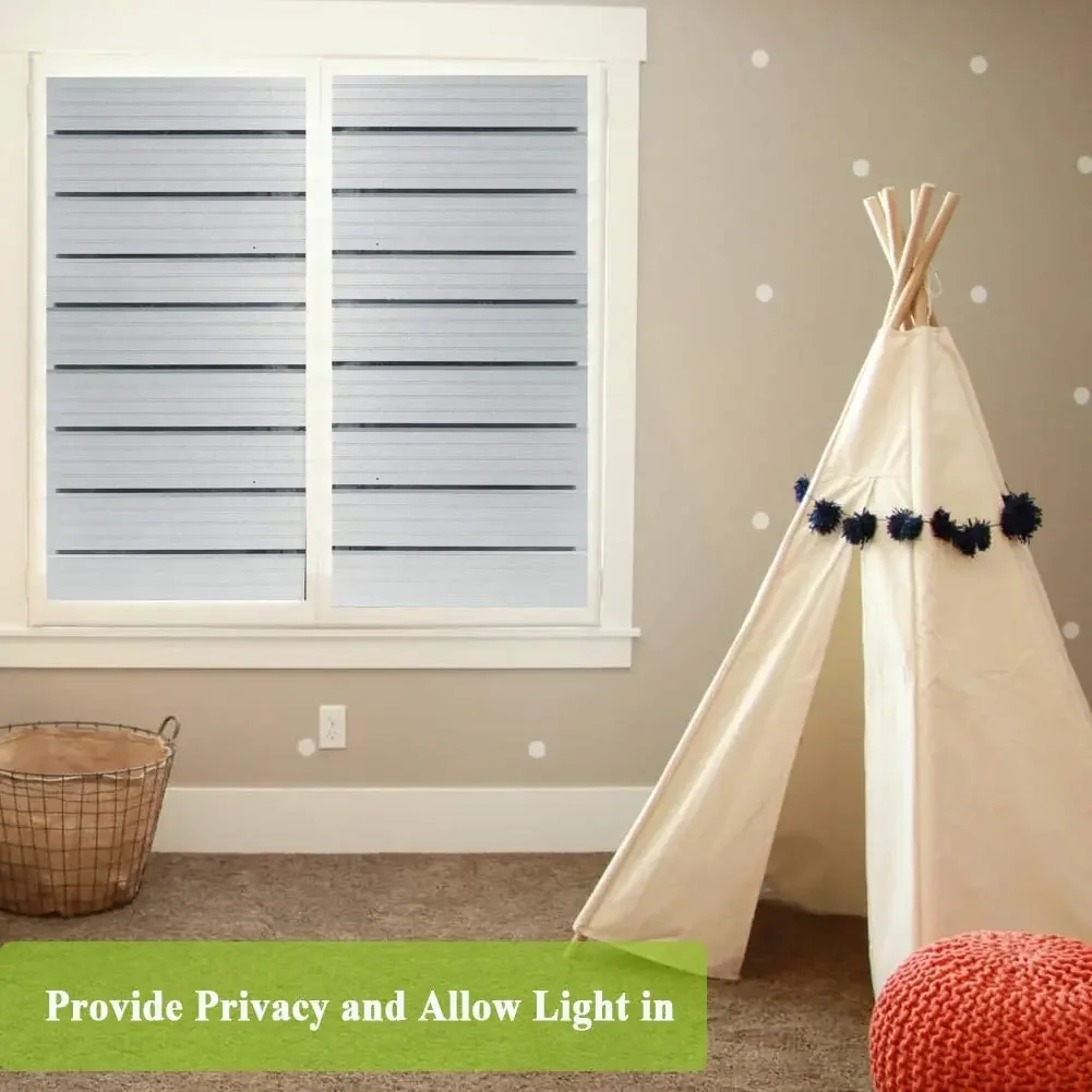 Privacy Window Film Frosted Window Cling Wide Strips Covering Non Adhesive Removable Window Sticker Glass Door Film UV Blocking