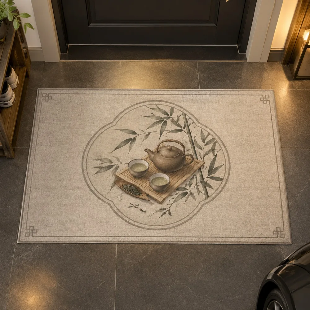 VIKAMA Floor Mat Warm Grey Tea Leaf Bamboo Tools Cozy Washable Walk In Closet Bathroom Hallway Bedside Home Decoration
