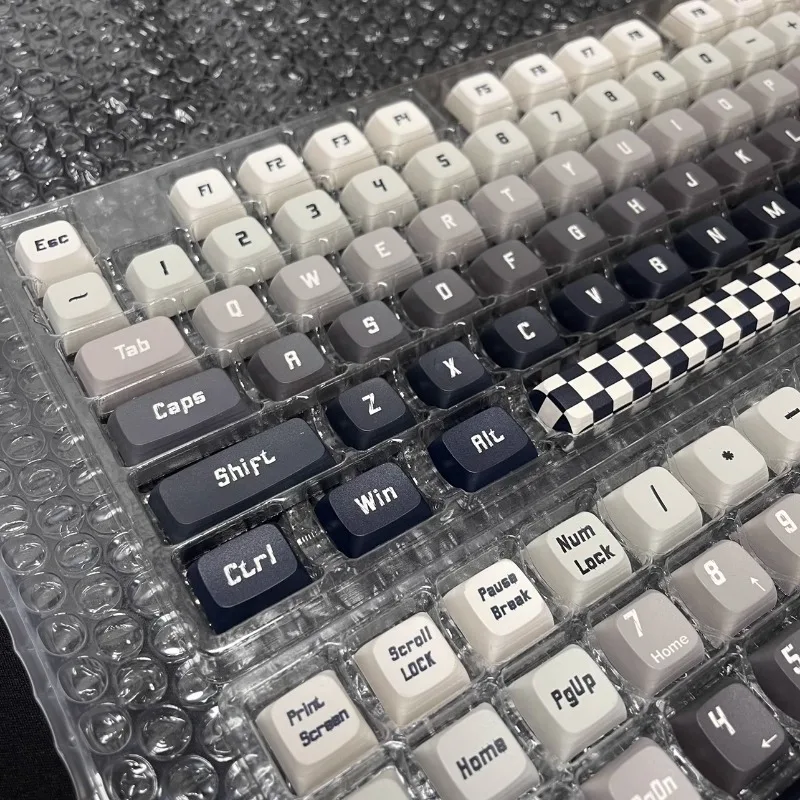 Black and White Grid Keycaps 125 Keys PBT Thermal Sublimation Customized XDA Cherry Profile Keycaps Mechanical Keyboard Gifts