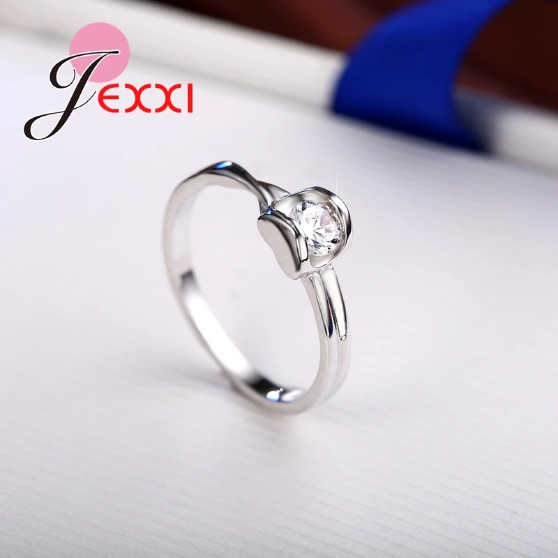 925 Sterling Silvers Personality Square Shaped Crystal Ring Beautiful Woman Man Wedding Engagement Jewelry