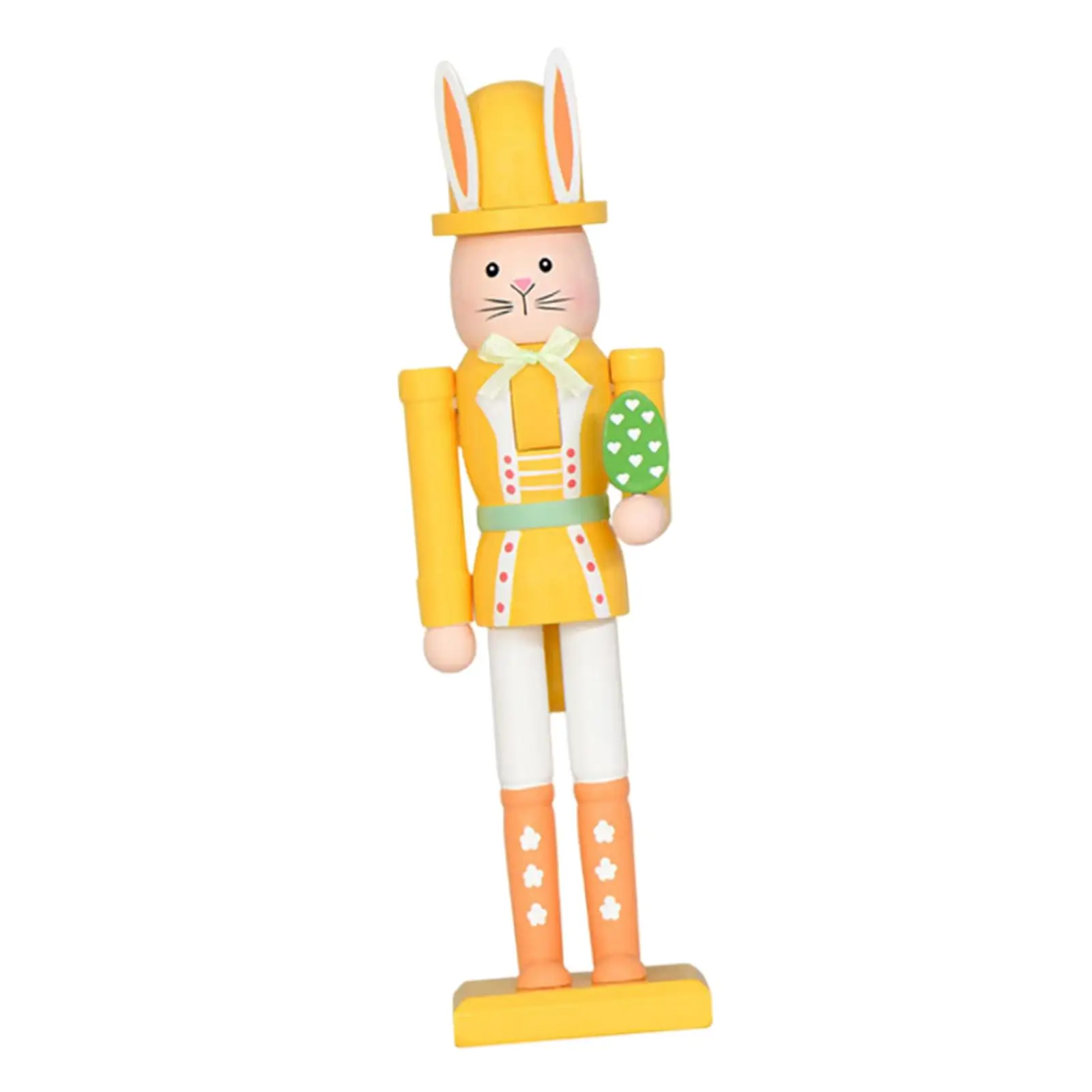 Tabletop Wooden Rabbit Nutcracker Figure Easter Bunny Sculpture for Living Room Shelf Miniature Dollhouse Decor