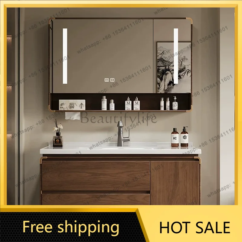 FG Mirror Perfume Bathroom Cabinet Paper Wooden Modern Luxury Space Saver Drawers Cupboard Partitions Gabinete Trendy Furniture
