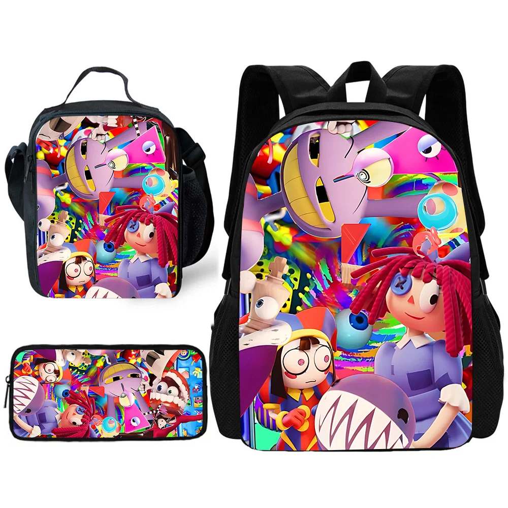 Child School The Amazings Digitals Circus Backpack with Lunch Bags ,Pencil Bags ,School Bags for Boys Girls Best Gift