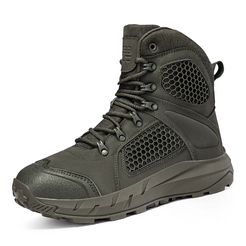 Men's High-Top Tactical Boots, Breathable Combat Training Boots, Large Size Anti-Slip Wear-Resistant Outdoor Hiking Boots - view 3