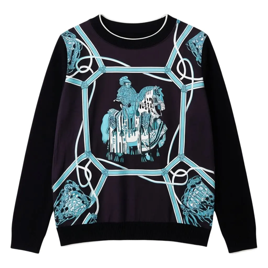 High Quality Knit Long Sleeve O Neck T Shirts Women Autumn Clothes French Style Brand Designer Warhorse Printed Tops Female
