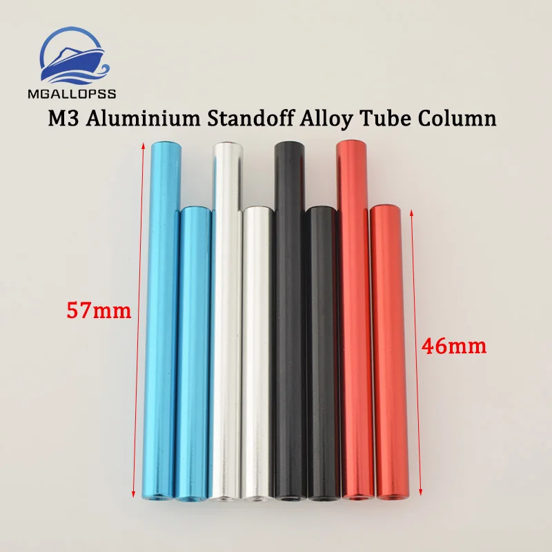 M3 2 Size 4 Colors Aluminium Standoff Alloy Tube Column Spacers 57/46mm for RC DIY Aircraft Quadcopter Models