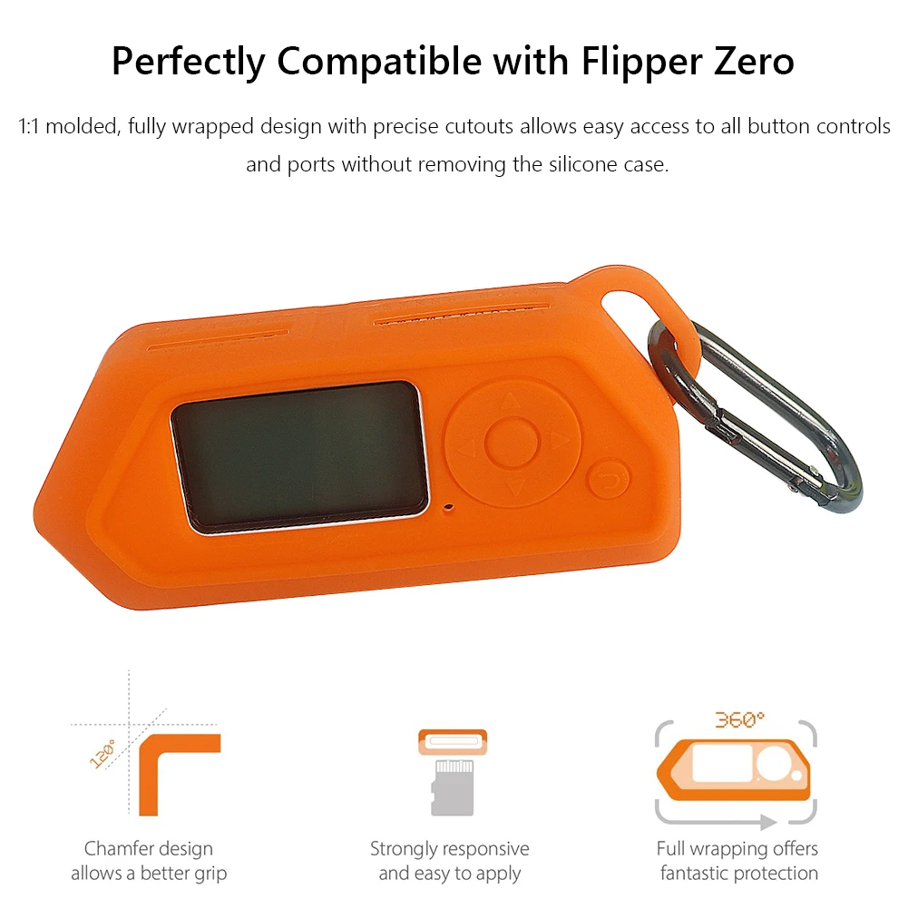 Silicone Protective Case with Hanging Buckle Soft Protector Case Cover Anti Scratch Anti-Drop for Flipper Zero Cover