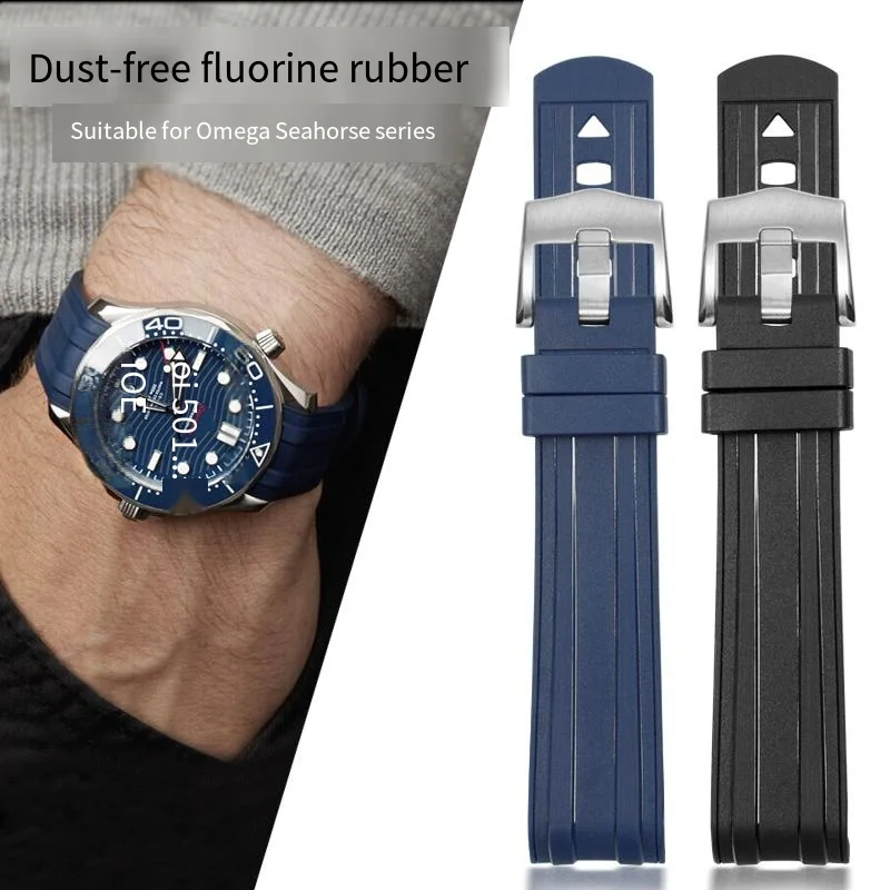 

20mm 22mm Rubber Silicone Watch Bands For Omega Seamaster 300 Speedmaster Strap Seiko SKX Watchband Moon Watch Strap