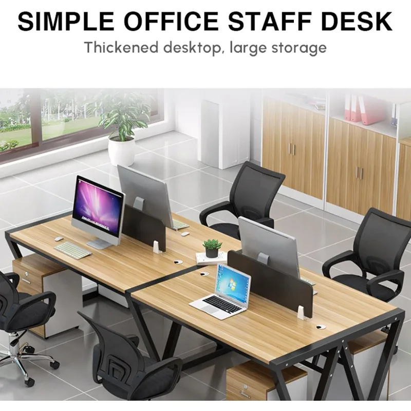 Modern Duplex Desk with Built-In Partition, Sturdy X-Frame Design for Two-Person Collaboration