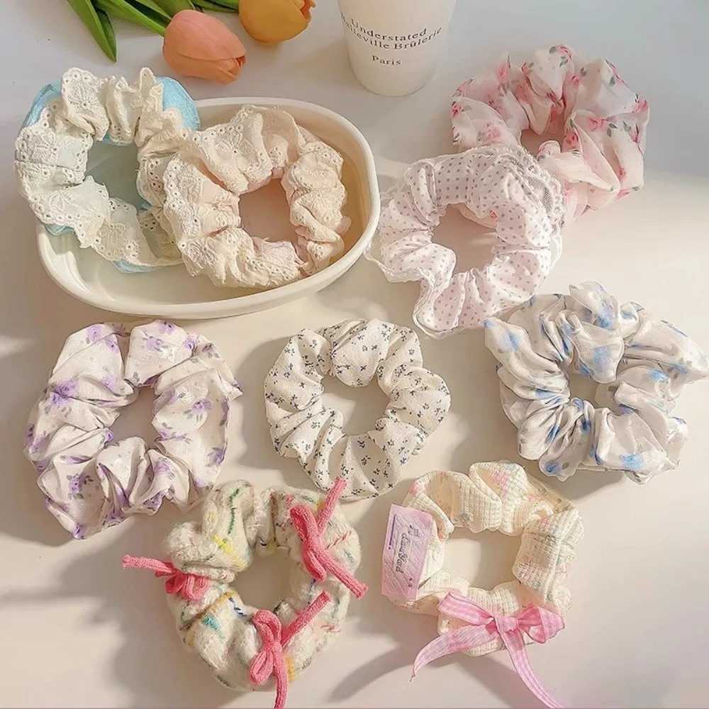 Fashion Cotton Floral Scrunchies Rubber Accessories Elastic Hair Rubber Band Hair Accessories