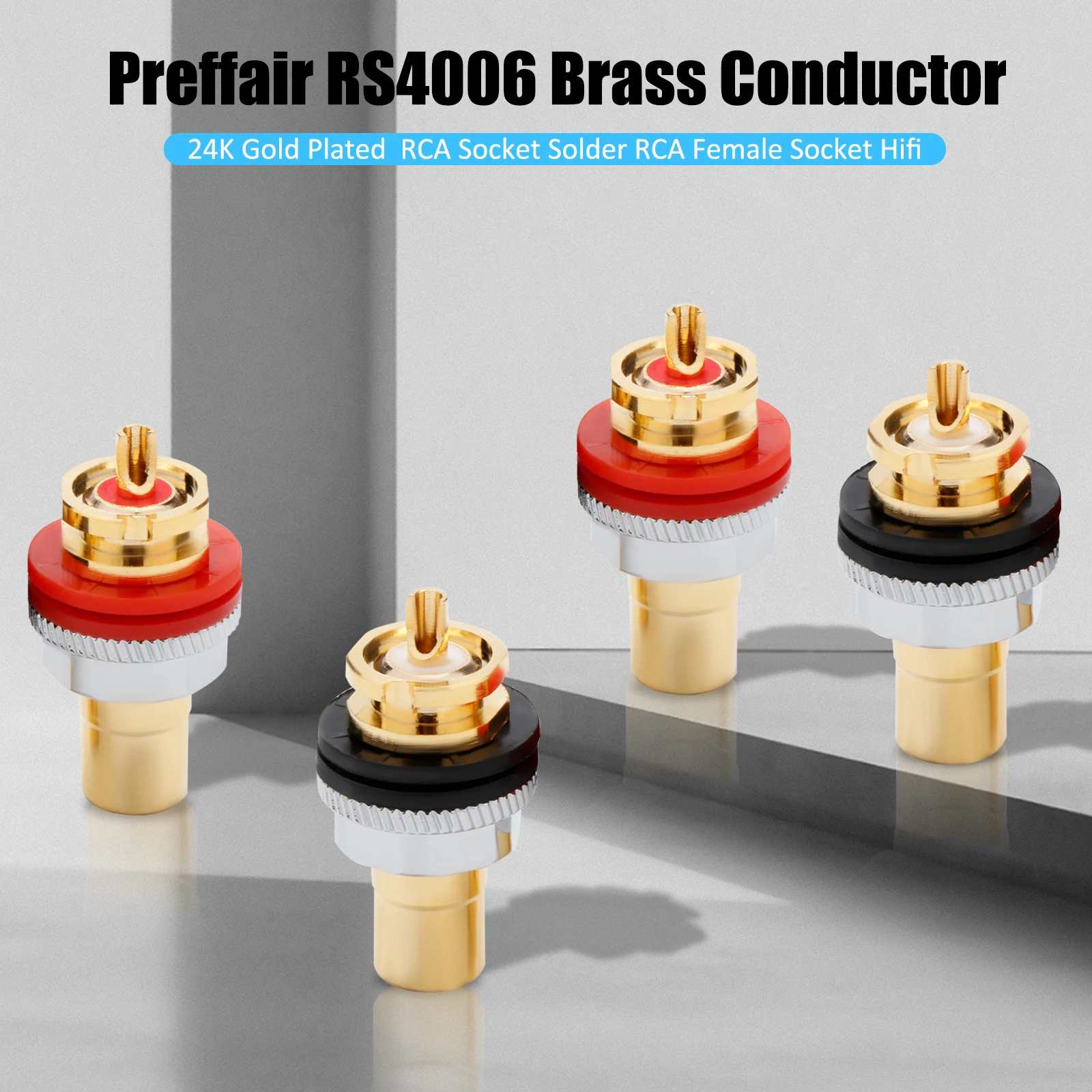 하이파이 오디오 RCA 암 소켓 커넥터, 금도금 오디오 종단 플러그 납땜 케이블 커넥터, RCA 패널 마운트 섀시 RS4006
