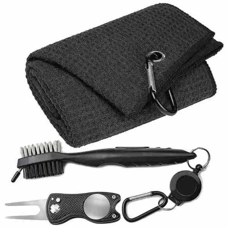 New 2 in 1 Golf Club Cleaning Kit Dual Sided Groove Brush Absorbent Towel Durable Golf Cleaner Set for Outdoor Golf Course Use