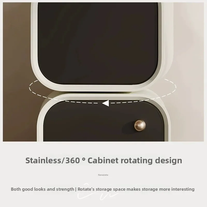 طاولة بجانب السرير إيطالية بسيطة، طاولة بجانب السرير لغرفة النوم، خزانة صغيرة دوارة، تخزين شقة صغيرة #5