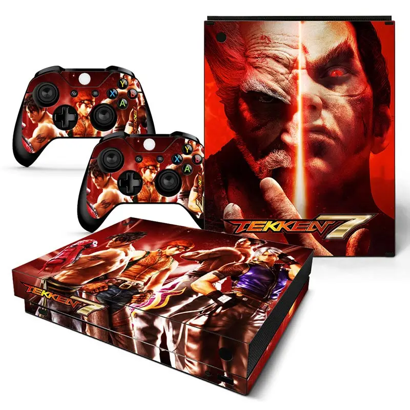Tempelan stiker kulit Tekken7, untuk Xbox One X konsol dan 2 pengontrol untuk Xbox One X Skin stiker vinil
