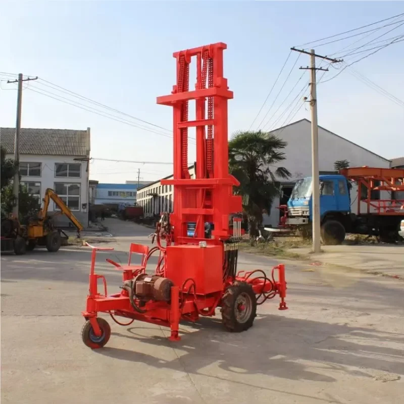 100 Meters Portable Two Wheels Small Water Well Rock Drilling Multi-function Water Well Drilling Rig Borehole Machine Poland