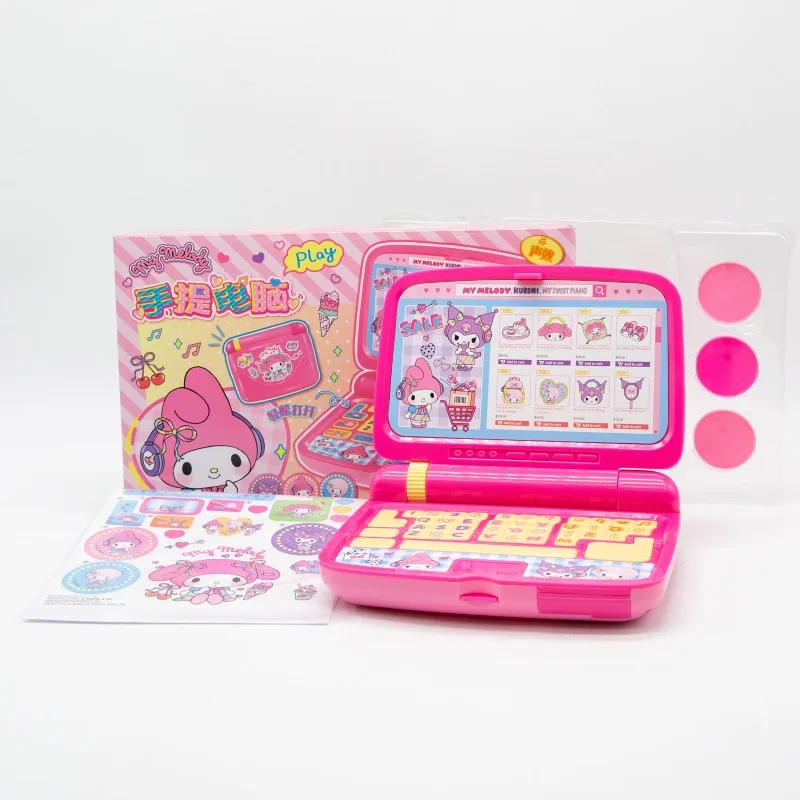 Sanrio My Melody Portable Computer Anime Figure Kuromi My Sweet Piano Emit Sound Toys Gifts for Children