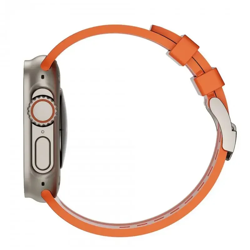 Apple Watch Ultra 2用ラバーストラップ,iwatch 6,5,4,se,44mm, 40mm, 41mm, 49mm,10,46mm, 42mm用シリコンウォッチバンド9、8、7、45mm、41mm