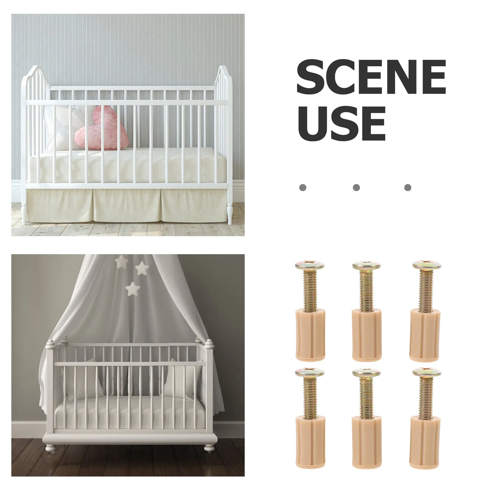 6Pcs Bed Board Support Pegs Baby Crib Hardware Replacement Bolts Sleeves Nursery Furniture Assembly Mattress Base Support Pins view 2
