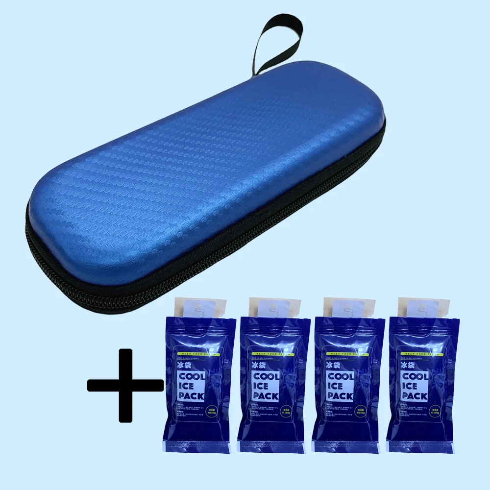 Portable Insulin Cooling Bag with 4 Ice Pack Diabetic Pocket Pill Protector PU Waterproof Thermal Insulated Medicla Cooler