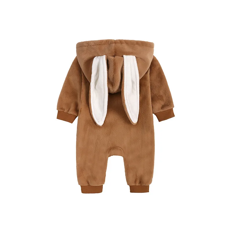 Winter Warm Baby Boys Girls Hooded Romper Long Sleeve Toddler Jumpsuit Wool Overall Clothes Newborn Bodysuit 0 3 6 9 12 18Months