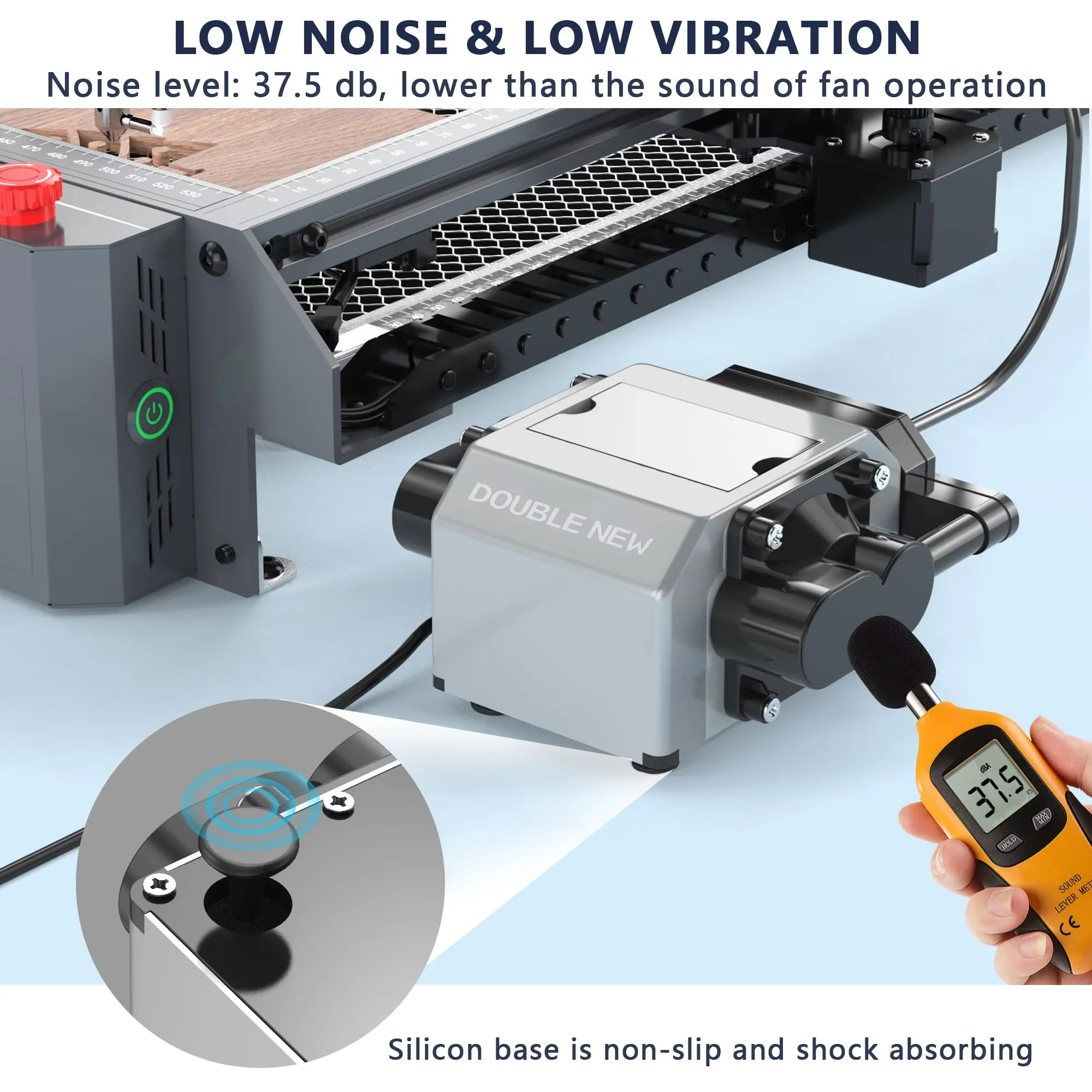 DOPPIA NUOVA Pompa di Aria Per Macchina Per Incidere Laser 10-30L/min Volume D'aria Regolabile Incisore Strumento Accessori Ugello Aria Doppio Motore
