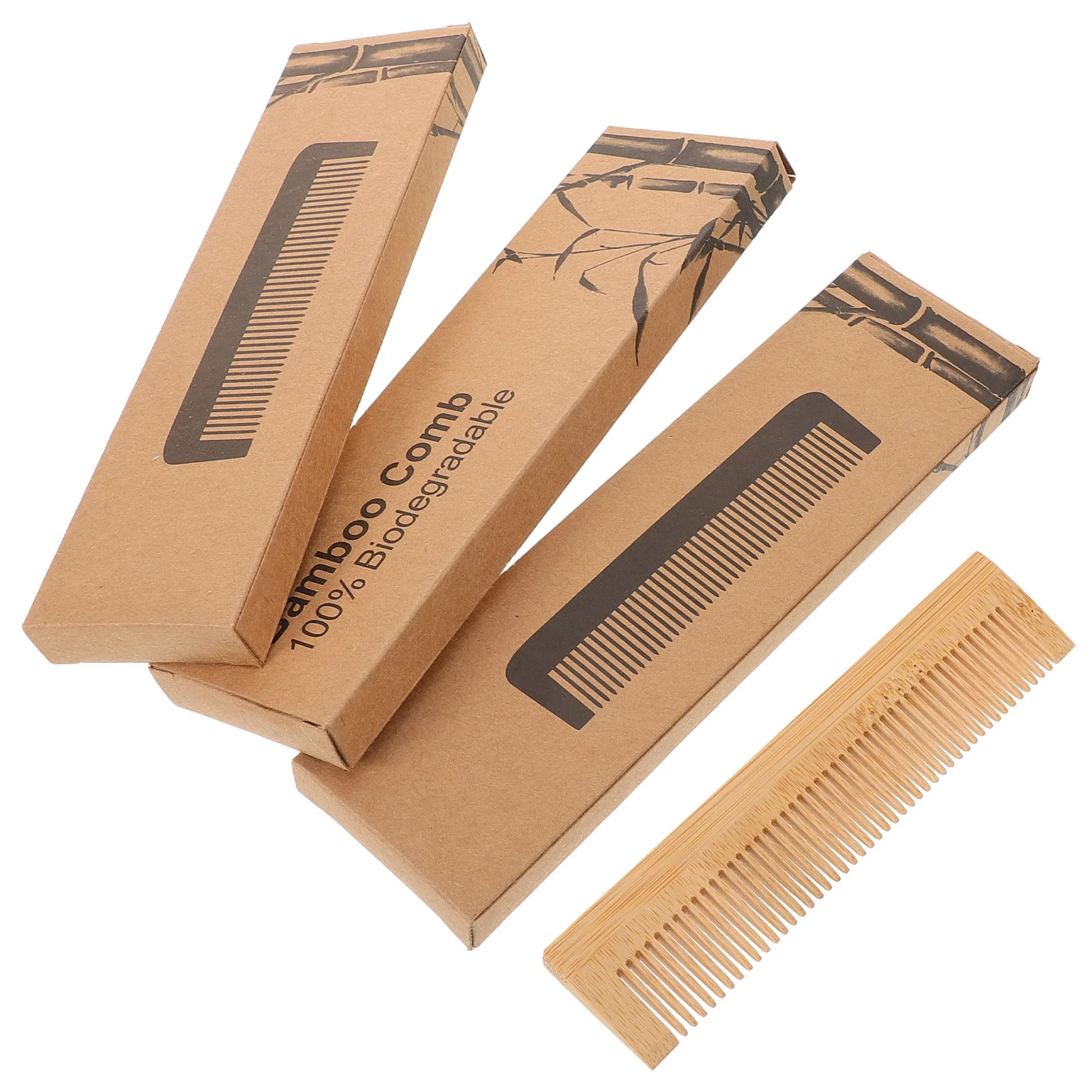 10Sets Disposable Wooden Combs Anti-Static Fine Tooth with Case for Hotel Travel Wooden Hair Combs for Women Teasing Comb