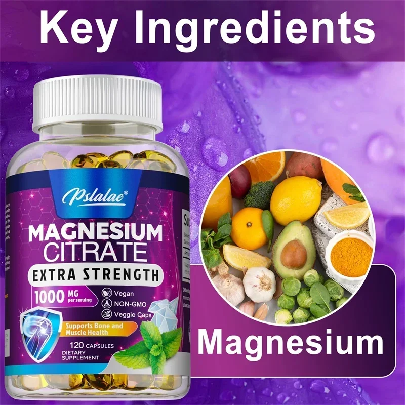 

Magnesium Citrate Capsules - Muscle, Nerve & Energy Support, Promotes Absorption, Improved Heart Health, Promote Muscle Growth