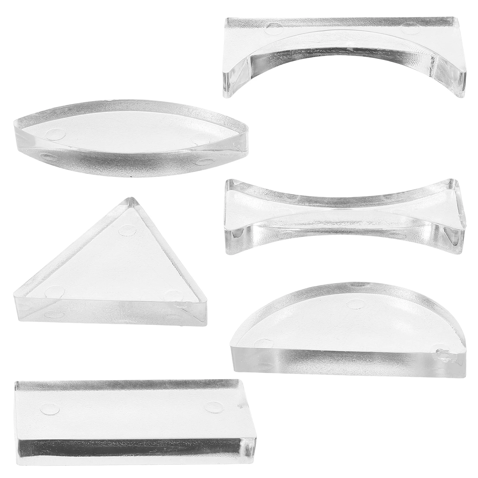 

6 Pcs Optical Lenses Acrylic Convex Concave Physics Teaching Instruments Semicircle Triangle Rectangle Lab Equipment