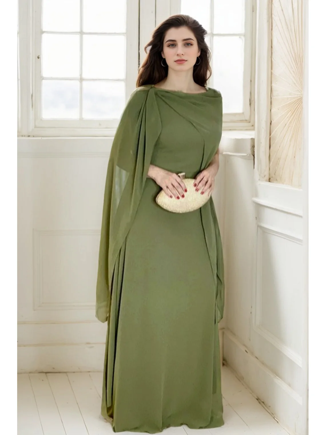 

Elegant A-Line Prom Evening Gown Sleeveless Chiffon Boat Neck Floor-Length Ruched Shawl Wedding Guest Dress 2025 Free Customized