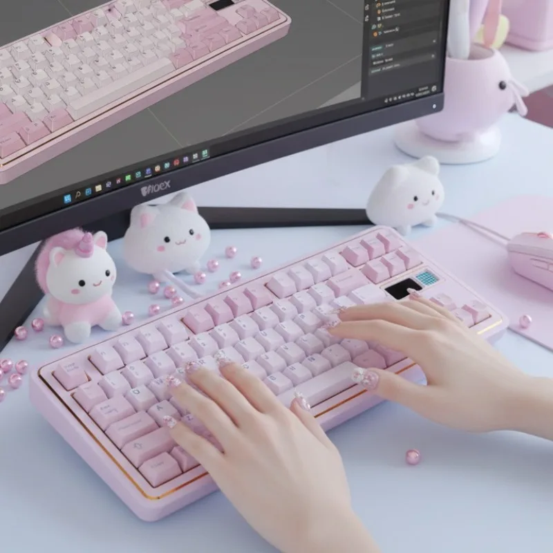 Story80V2 Mechanical Keyboard Kit Customization Hot-swapping Aluminum Lump Tri Mode screen Gaming Keyboard RGB Ergonomics Via