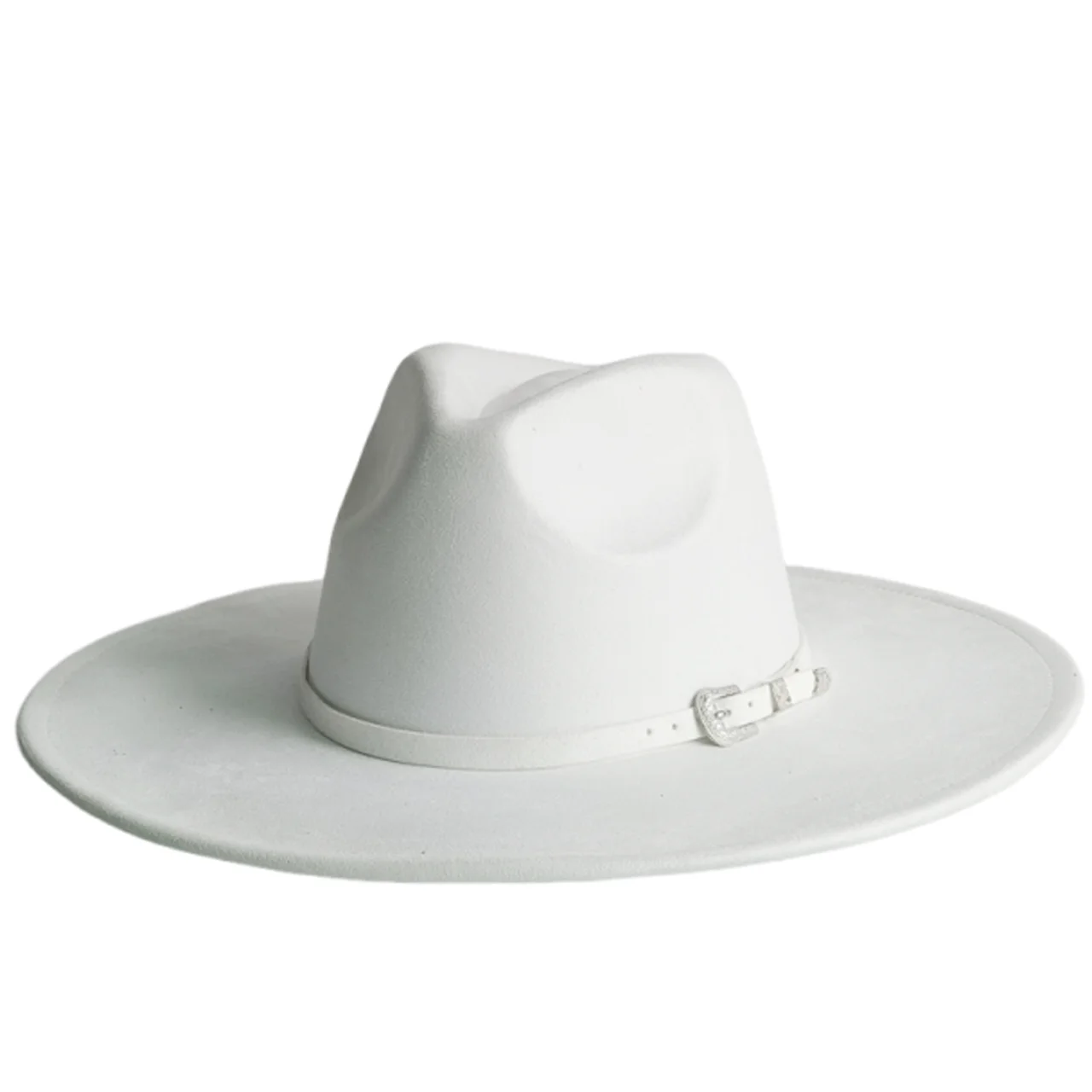 Sombrero Fedora de ala ancha de gamuza blanca de 9,5 cm, Sombrero de Jazz de fieltro para otoño/invierno para hombres y mujeres, Sombrero de fieltro clásico de gamuza