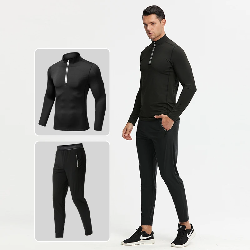 Running Pants Sportswear+Top T-Shirts Men Run Gym Sport Clothing Jogging Reflective Fitness Suits Man Run Sports Set Breathable