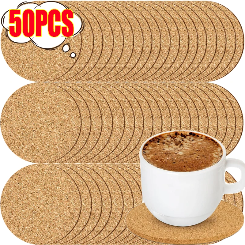 50/1PCS Non-Slip Cork Coaster Natural Wooden Cup Mat Heat Insulation Pads Tea Coffee Mug Drinks Holder Table Decor Accessories