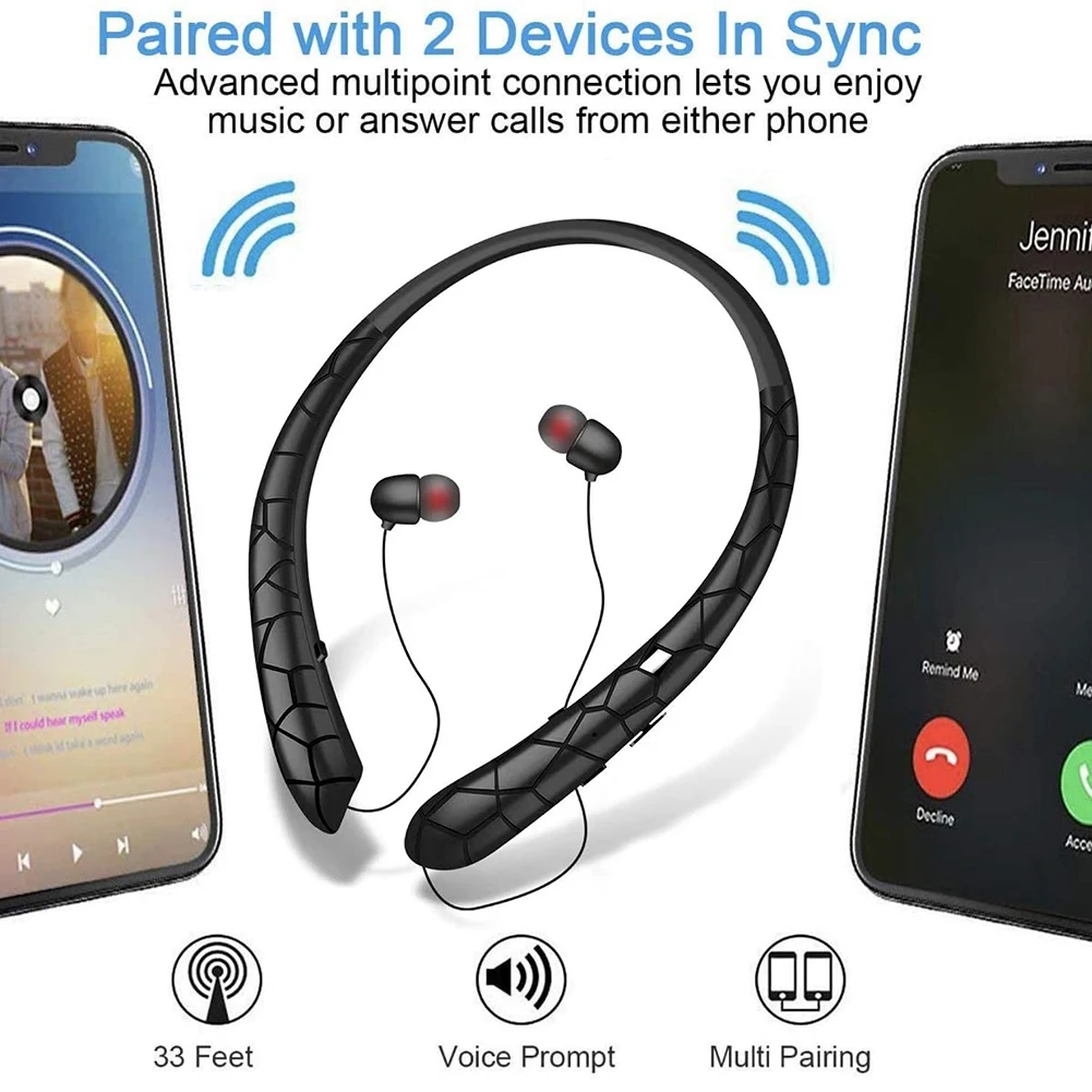 

HX-831 Neckband Headset Noise Canceling Bluetooth Earbuds Waterproof Workout Wireless Sport Headphones with Mic for Office
