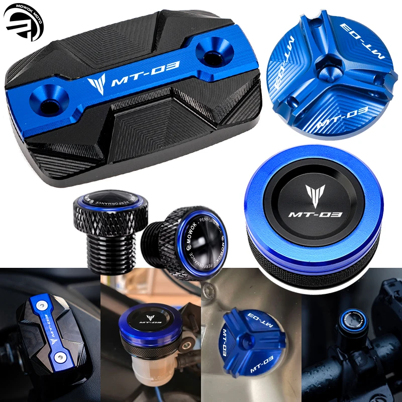 For Yamaha MT03 MT-03 MT 03 2015-2024 2023 2022 Motorcycle Accessories Front Rear Brake Fluid Reservoir Cap Oil Filler Cover Cap