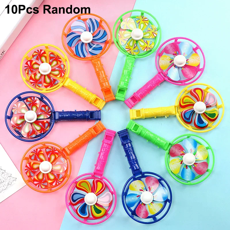 مجموعة من 10 ألعاب صفارة مروحة طاحونة هوائية للأطفال، ألعاب بلاستيكية لأعياد الميلاد، هدايا بداية المدرسة