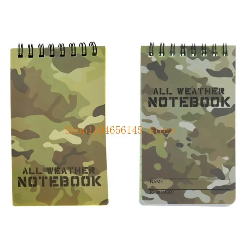 Cuaderno impermeable para todo tipo de clima, Bloc de notas táctico con bolsillo para ducha, cuaderno portátil con espiral superior de 3 "x 5" para exteriores