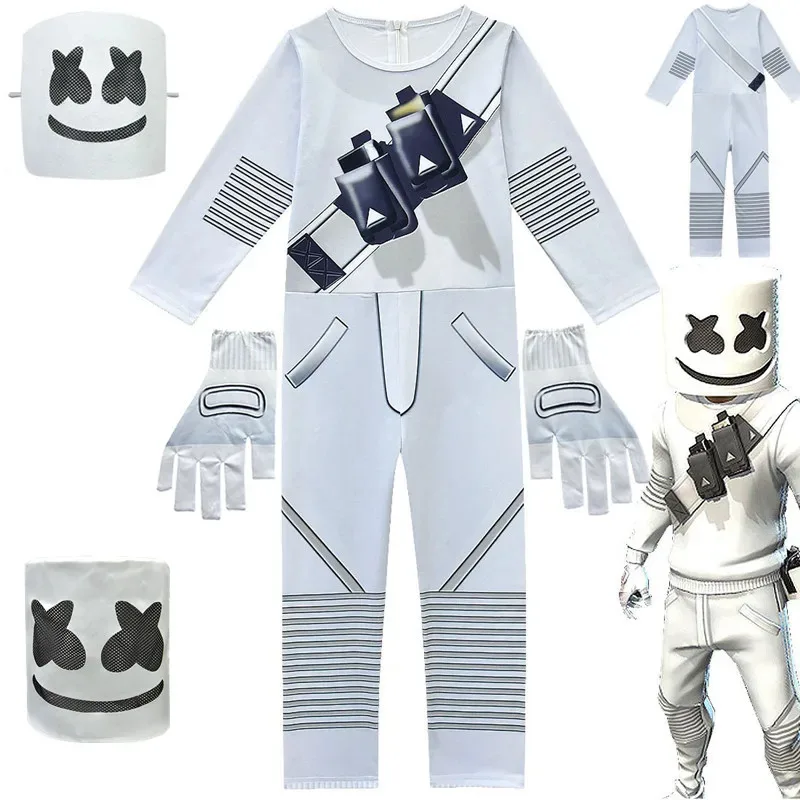 

2025 New Kids Popular DJ M-Halloween Cosplay Costume with Mask Boys Girls Jumpsuit Carnival Party Electric Syl