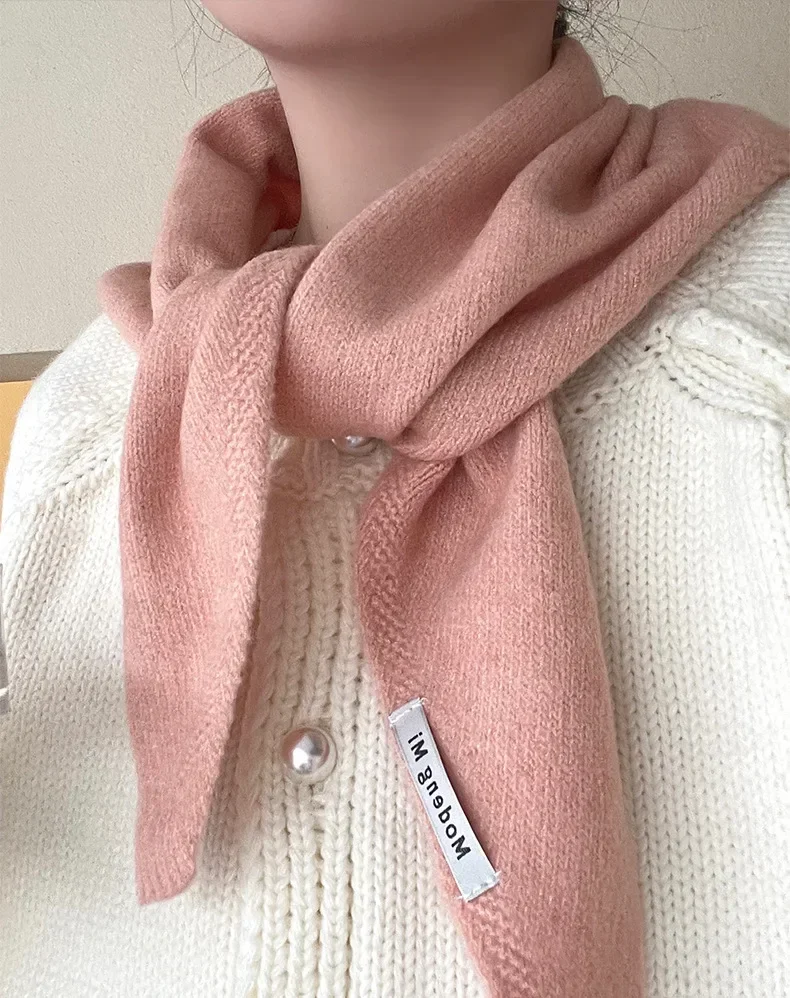 Winter Korea Gestrickte Dreieck Schal Wolle Warme Schal Schal Frauen Hals Schutz Smallscarf Kaschmir Schal – Detail 2