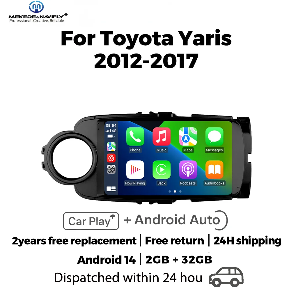 

Автомагнитола с Android 14, интеллектуальной аудиосистемой и беспроводным CarPlay для Toyota Yaris 2012-2017 годов выпуска. Мультимедийный плеер.