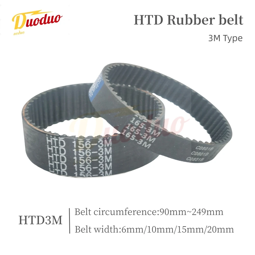 HTD 3M Synchronous Belt Perimeter 90-249mm Belt width 6/10/15/20mm Rubber Toothed Belt Closed-loop Synchronous Belt Spacing 3mm,